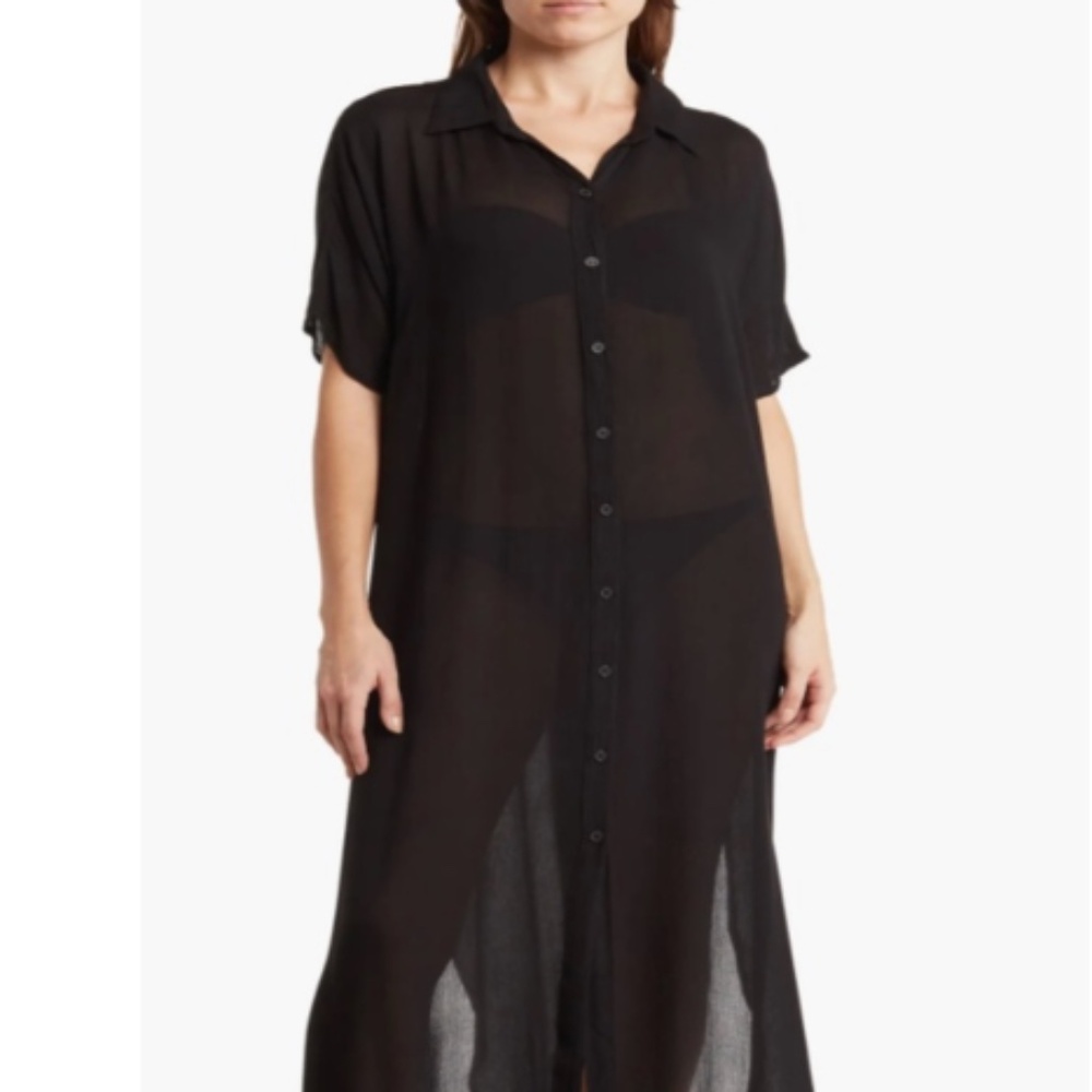 Boho Me Women’s Size S Short Sleeve Button Front Gauze Shirtdress